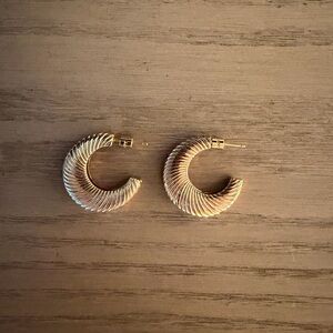 Textured Gold-Tone Hoop Earrings